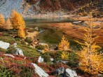 Aosta Valley lake near Mont-Blanc in autumn
