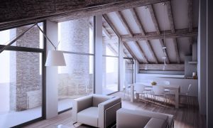 Attic with covered terrace